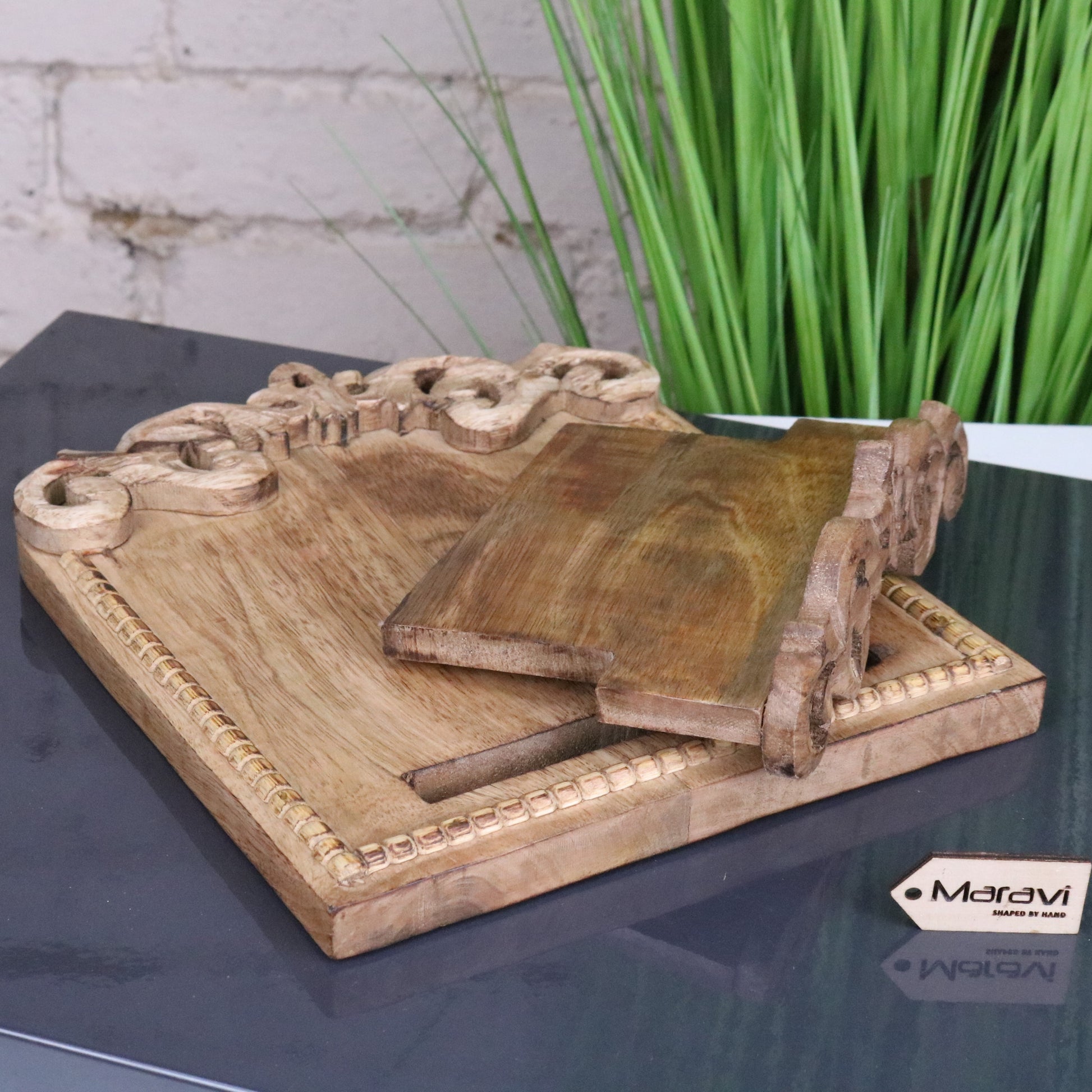 Darvik Wooden Recipe Book Stand - Folded Down