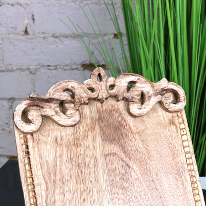 Darvik Wooden Recipe Book Stand - Carved Header