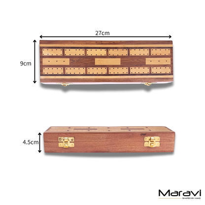Deori Sheesham Wood Travel Cribbage Set - Dimensions
