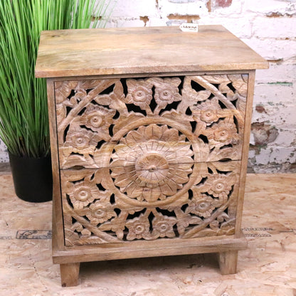 Devika Mango Wood Bedside Cabinet 2 Drawer - Main Image