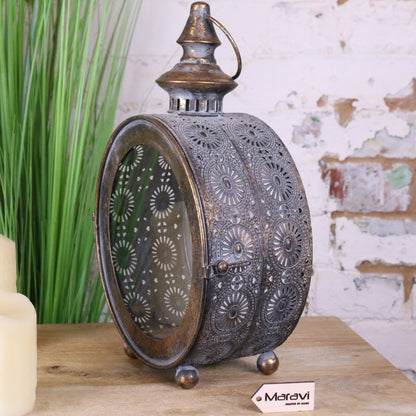 Devra Vintage Style Round Lantern - Side View