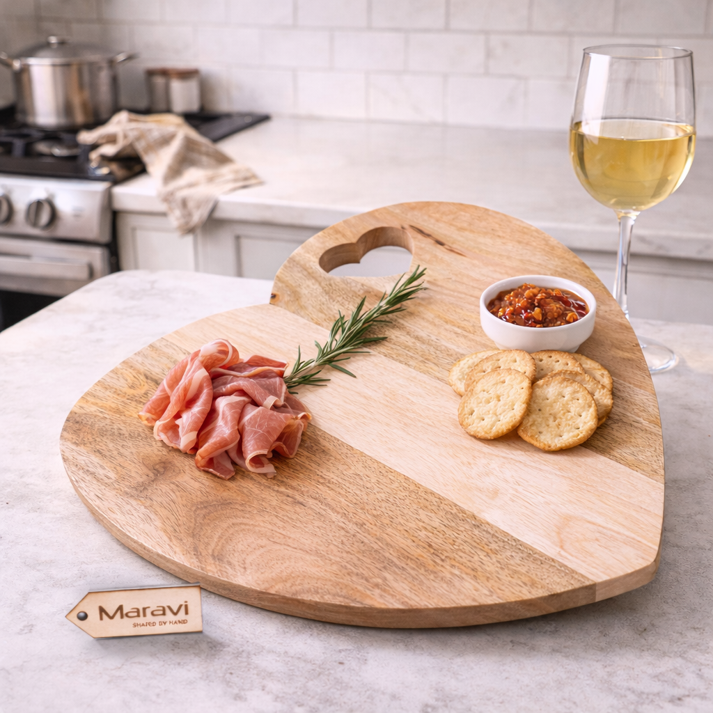 Dili Heart Shape Chopping Board 40cm - Lifestyle Image