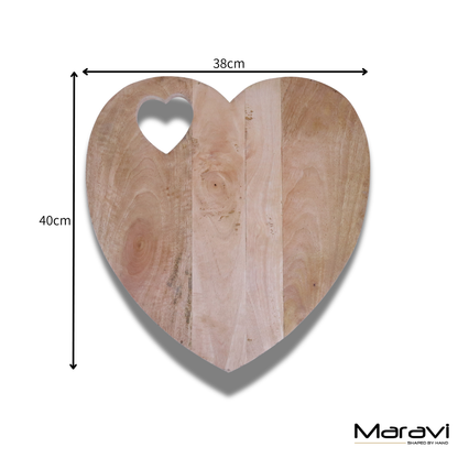 Dili Heart Shape Chopping Board 40cm - Dimensions