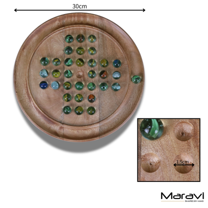 Dinod Large Wooden Solitaire Board Game Set - Dimensions