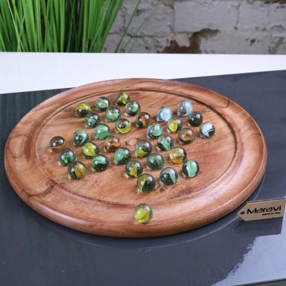 Dinod Large Wooden Solitaire Board Game Set Teak Colour - Main Image