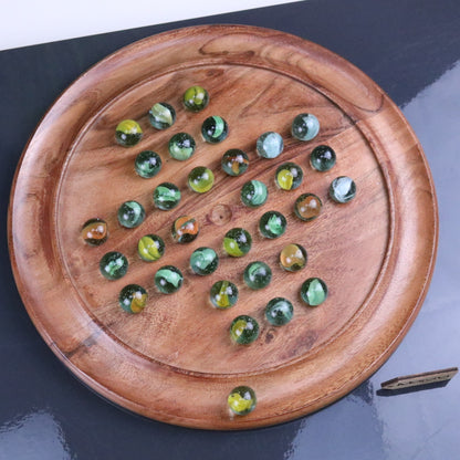 Dinod Large Wooden Solitaire Board Game Set Teak Colour - Top View
