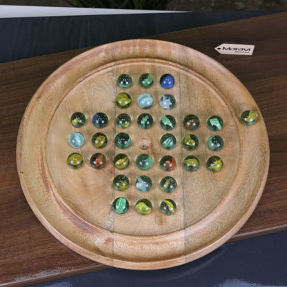 Dinod Large Wooden Solitaire Board Game Set - Top View