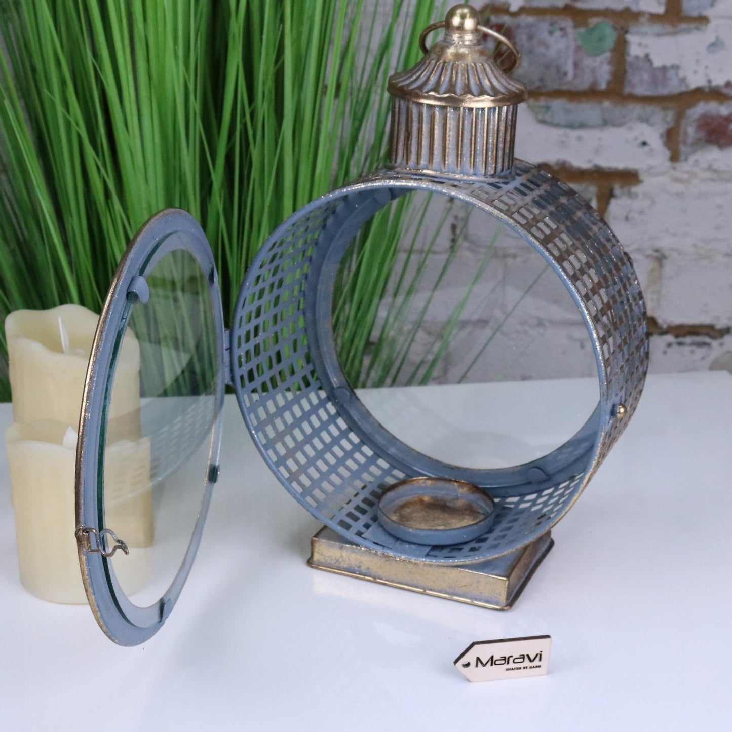 Divra Moroccan Style Round Lantern - Door Open No Candle