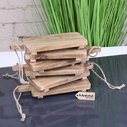 Falora Set of 6 Mini Cheese Boards 20cm Mango Wood