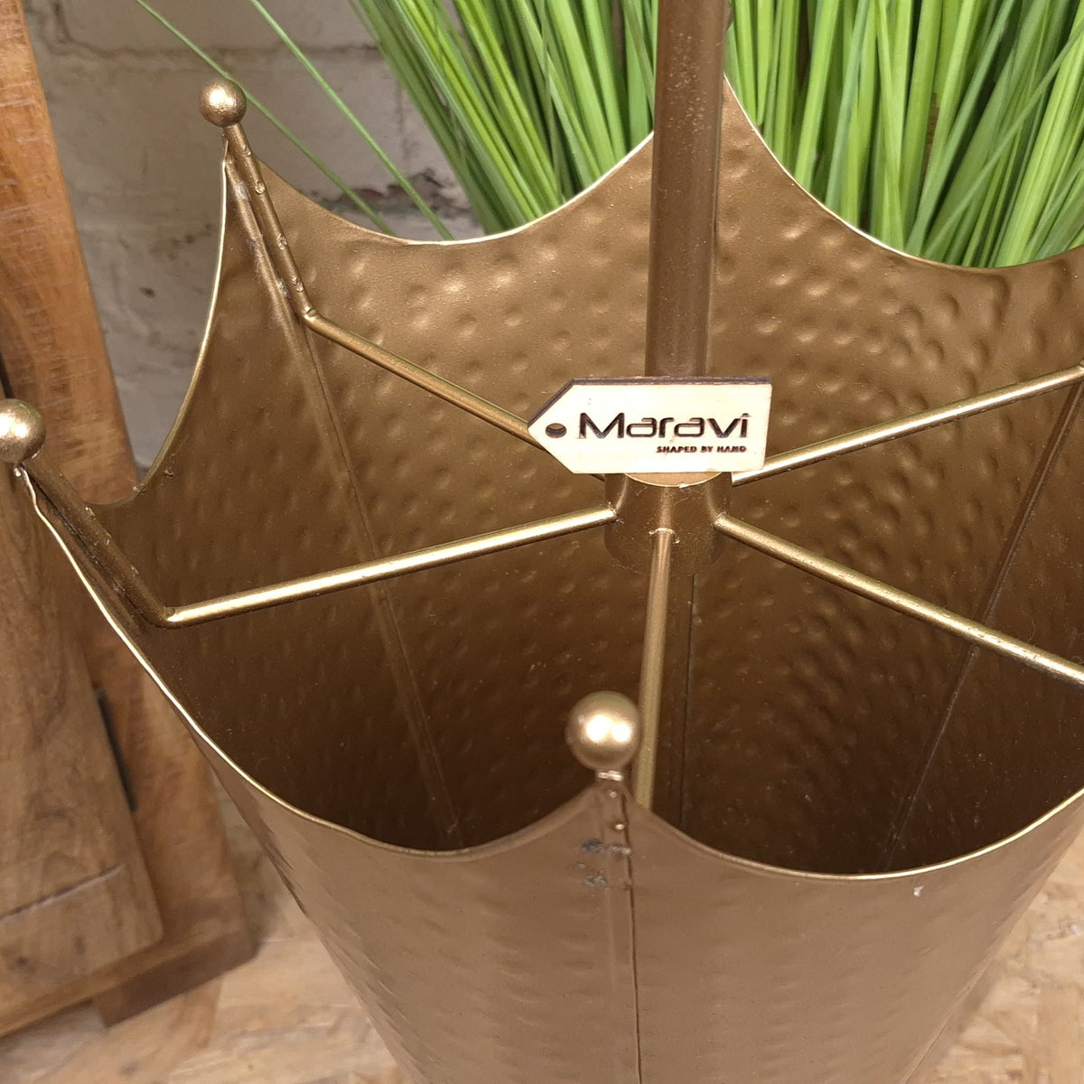 Firana Antique Gold Umbrella Stand - Closeup of Seperated Sections