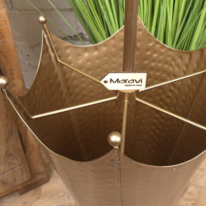 Firana Antique Gold Umbrella Stand - Closeup of Seperated Sections