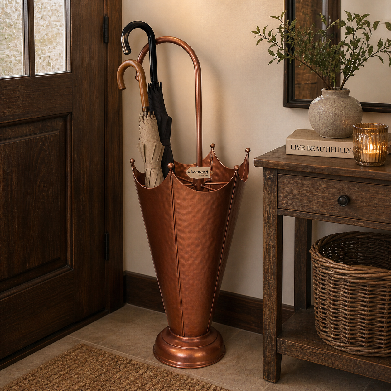 Firana Copper Umbrella Stand - Lifestyle Image