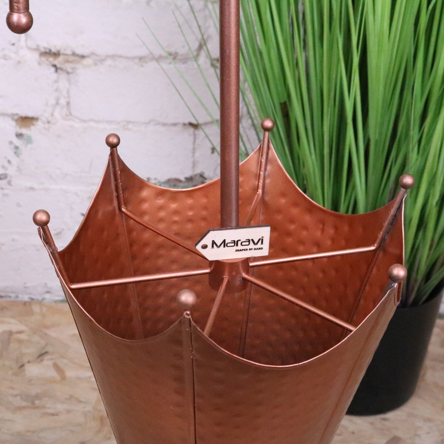 Firana Copper Umbrella Stand  - Angled Top View