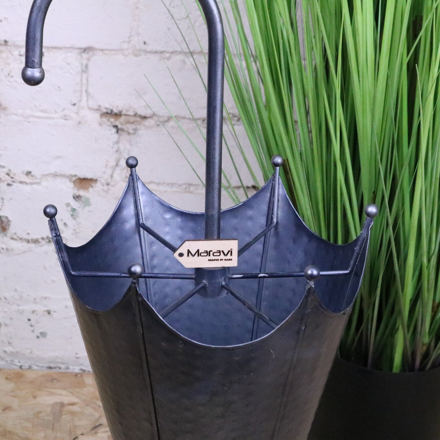 Firana Gunmetal Umbrella Stand - Angled Top View