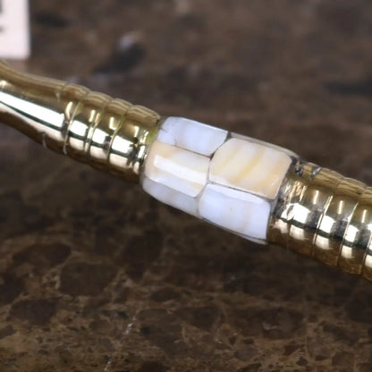 Garo Brass Magnifying Glass - Closeup of Mother of Pearl Inlay