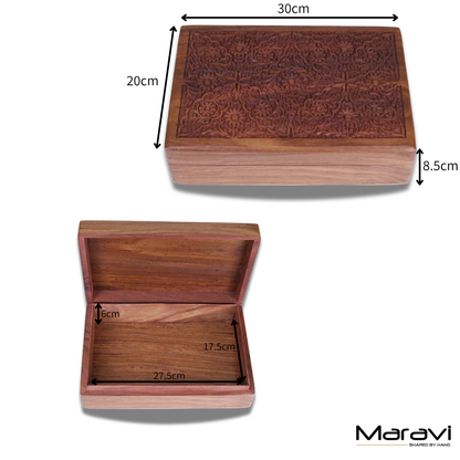 Gavira Large Hand Carved Wooden Box Dimensions