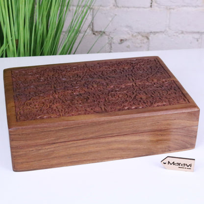Gavira Large Hand Carved Wooden Box - Main Image