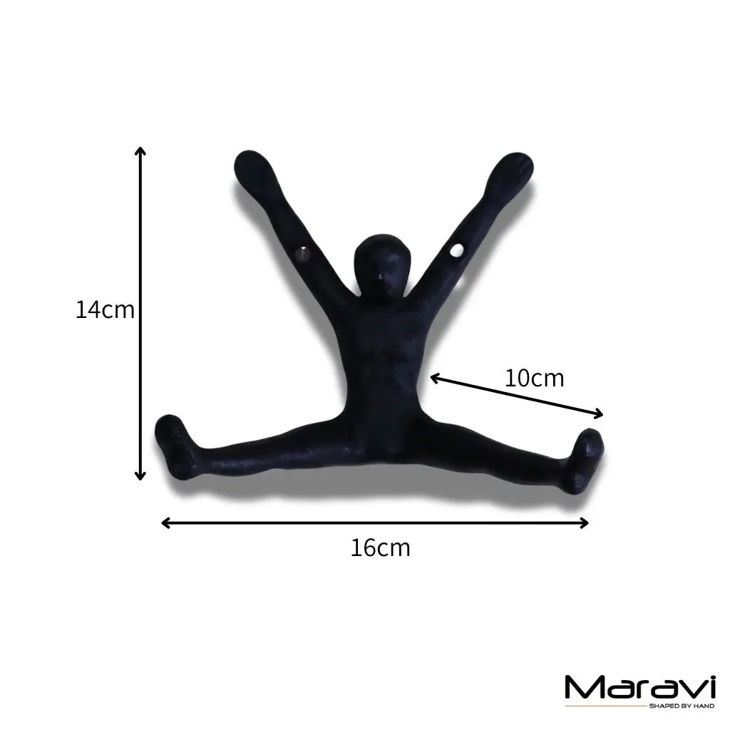 Haruni Man Shape Coat Hooks Set of 2 - Dimensions