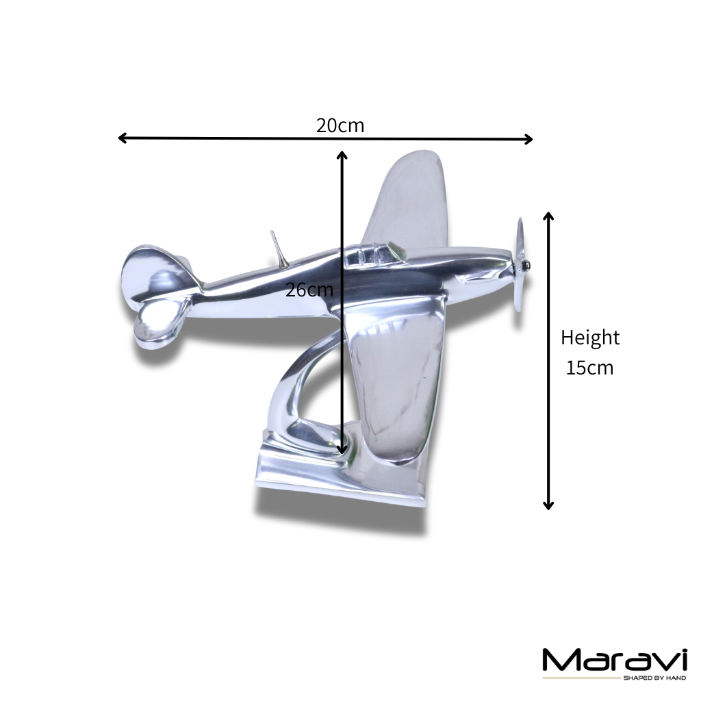 Hawker Hurricane Model Metal 25cm Plane Ornament - Dimensions