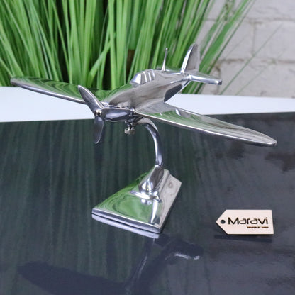 Hawker Hurricane Model Metal 25cm Plane Ornament - Front View