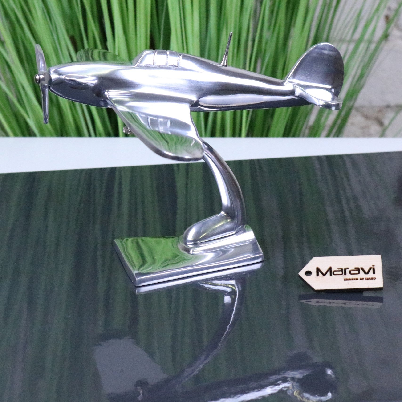 Hawker Hurricane Model Metal 25cm Plane Ornament - Side View