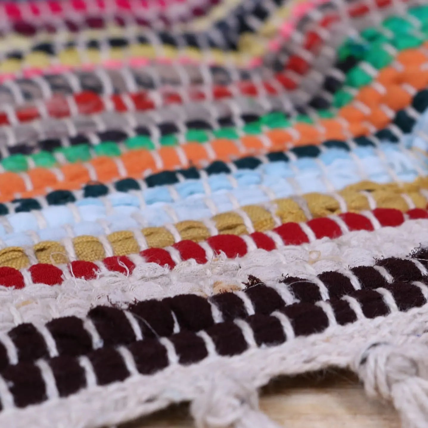 Rongit Recycled Rag Rug Runner - Closeup of Fabrics
