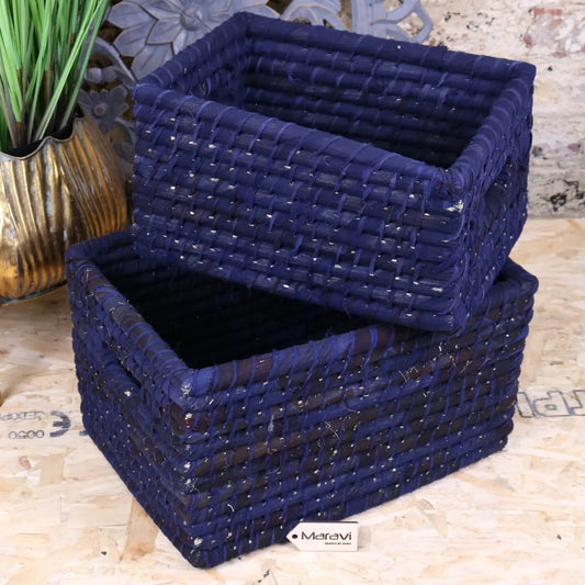 Ananda Recycled Sari Material Storage Basket Set - Main Image