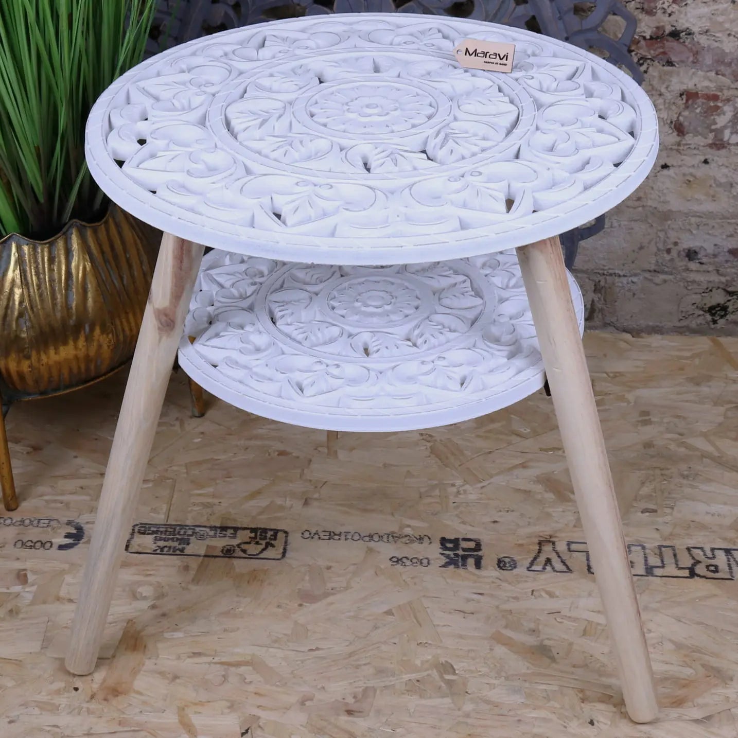 Elysian Bloom Two-Tier Shabby Chic Side Table - Main Image