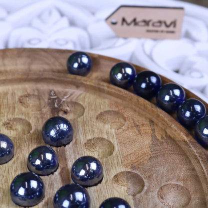 Ananda Wooden Solitaire Game Set - Closeup of Marbles
