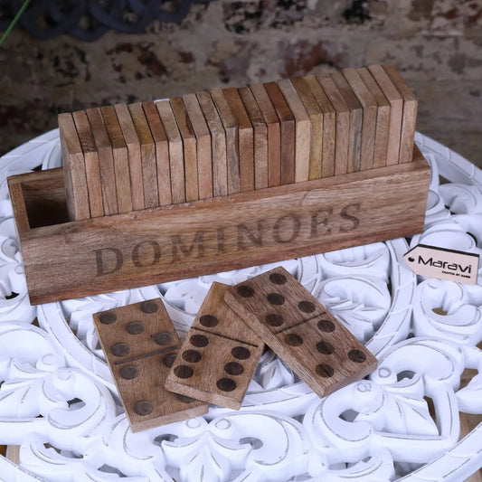 Mahua Wooden Domino Set with Holder - Main Image