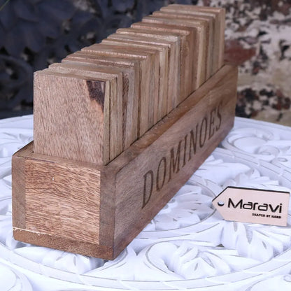 Mahua Wooden Domino Set with Holder - Side View