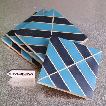 Panna Luxe Resin Coaster Set of 4 - Blue Design 1