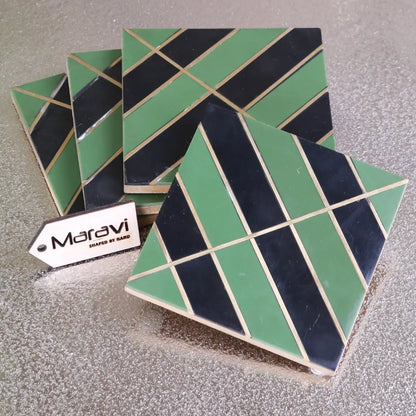 Panna Luxe Resin Coaster Set of 4 - Green Design 1