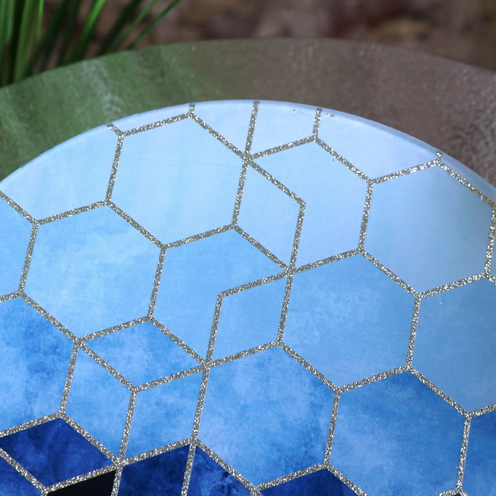 Konark Geometric Candle Design Plate - Top Section Closeup