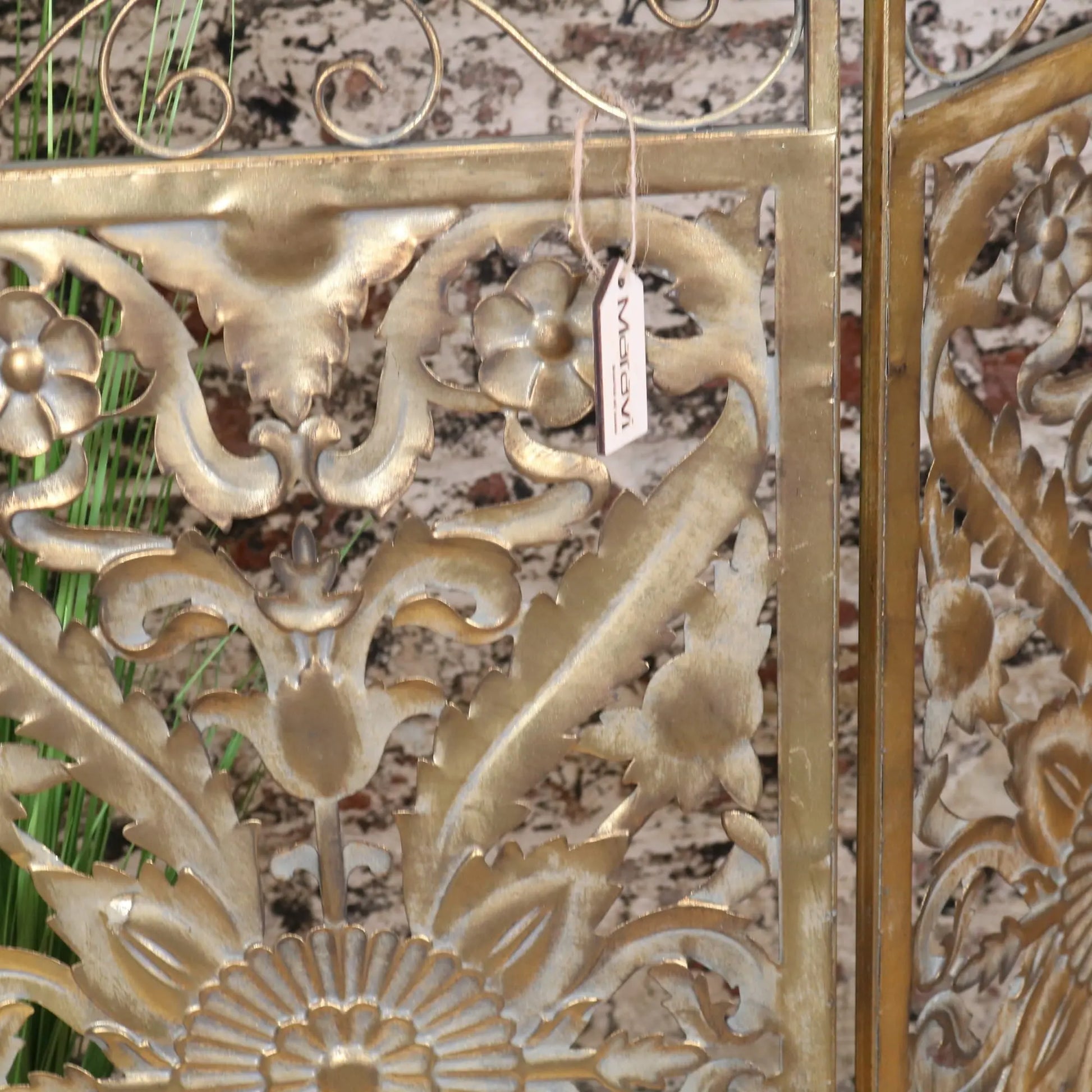 Jaipuri Heirloom Metal Screen Room Divider - Closeup of Fold