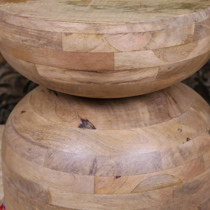 Narmada Swirl Mango Wood Side Table - Closeup of Middle Section