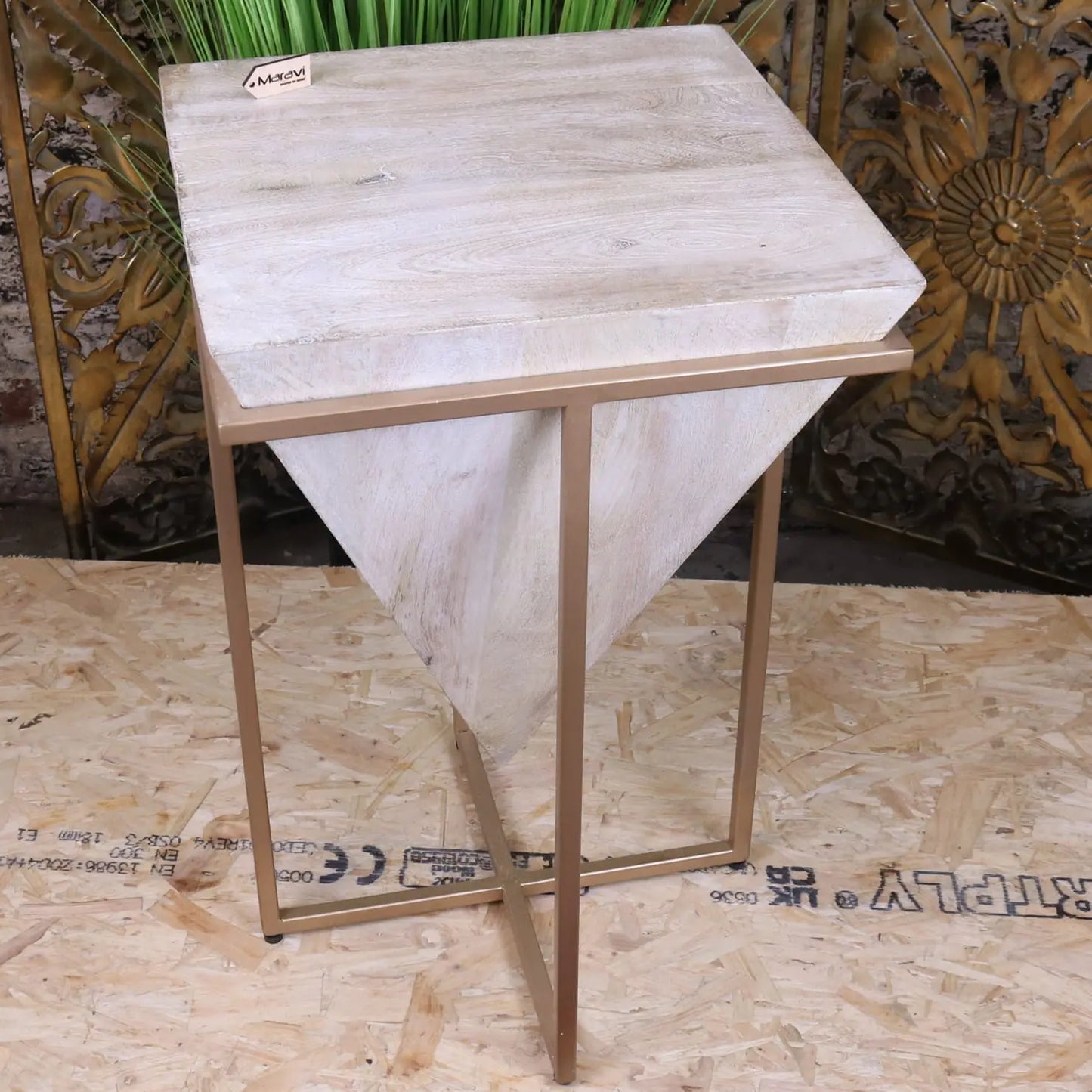 Tiru Diamond Accent Side Table - Angled Top View