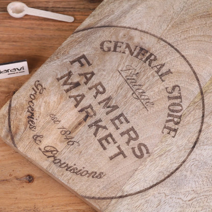 General Store Wooden Chopping Board 50cm - Closeup of Logo