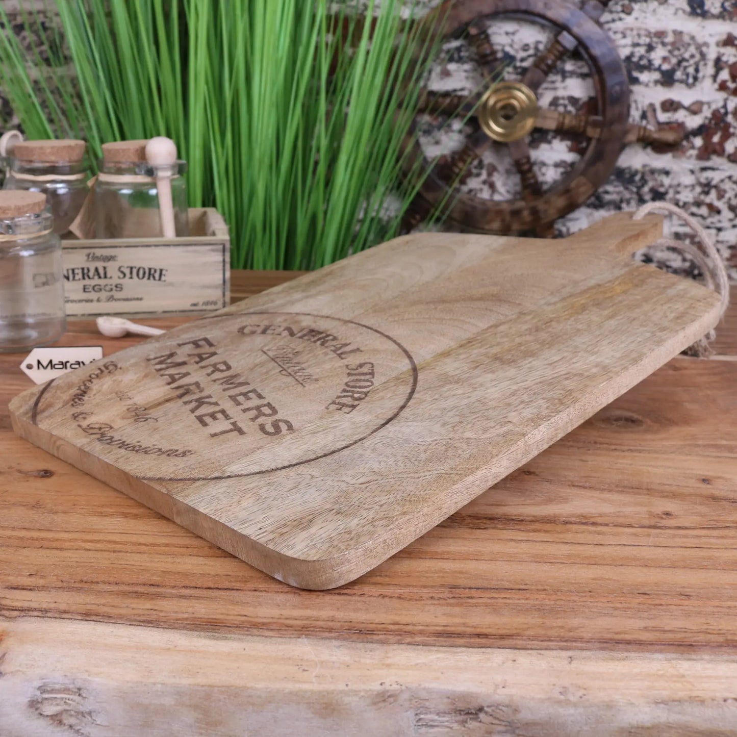 General Store Wooden Chopping Board 50cm - Side View