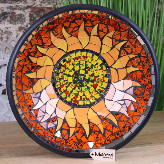 Surya Mosaic Bowl 30cm Sun Design Yellow and Red - Main Image