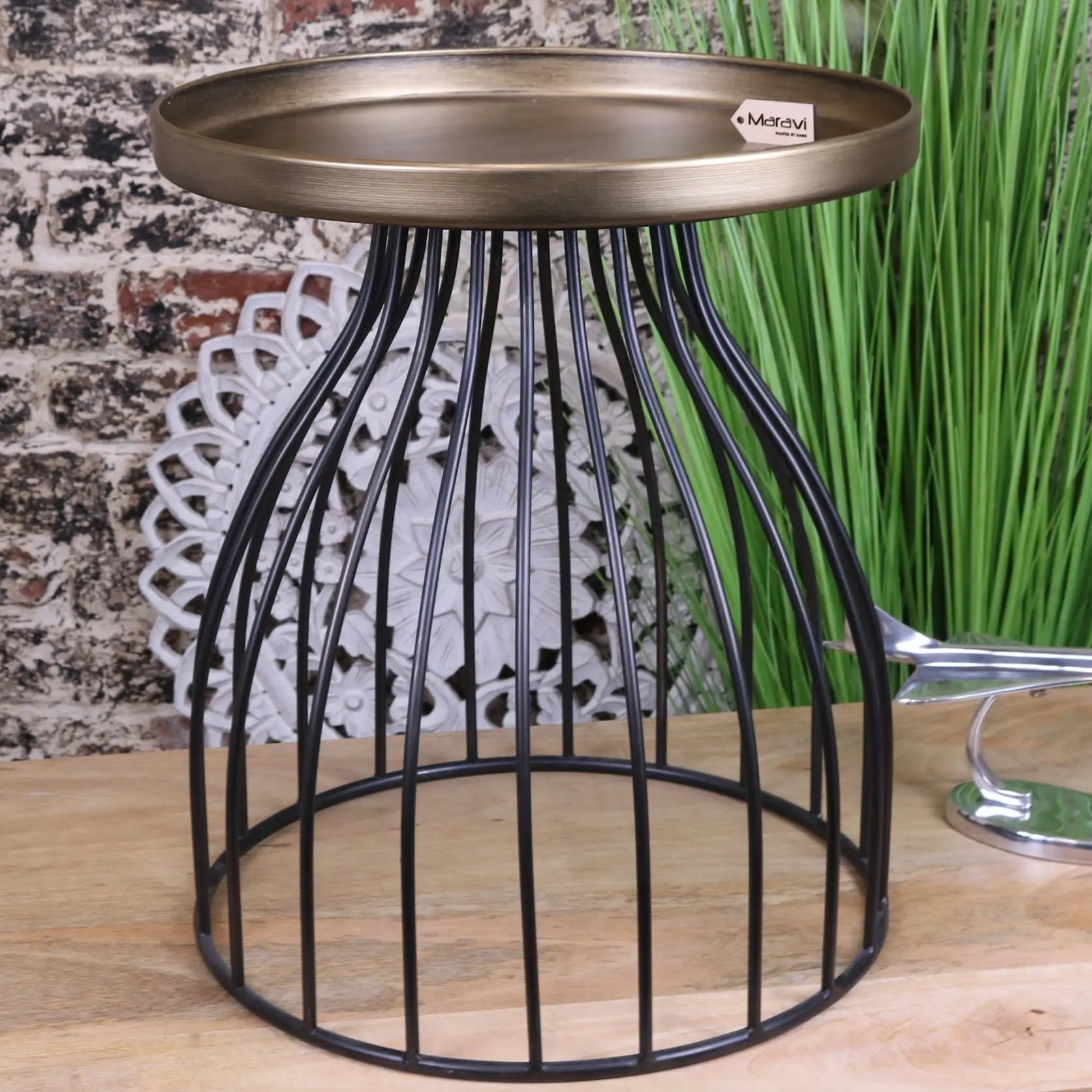 Palampur Industrial Round Side Table - Front View