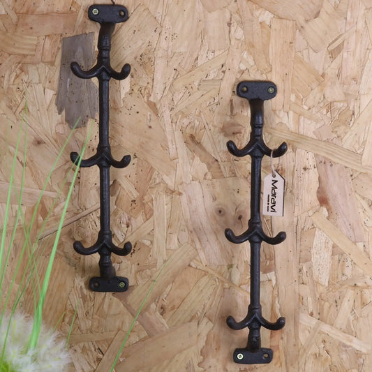 Tehla Set of 2 Metal Rustic Coat Hooks Vertical Bar - Main Image