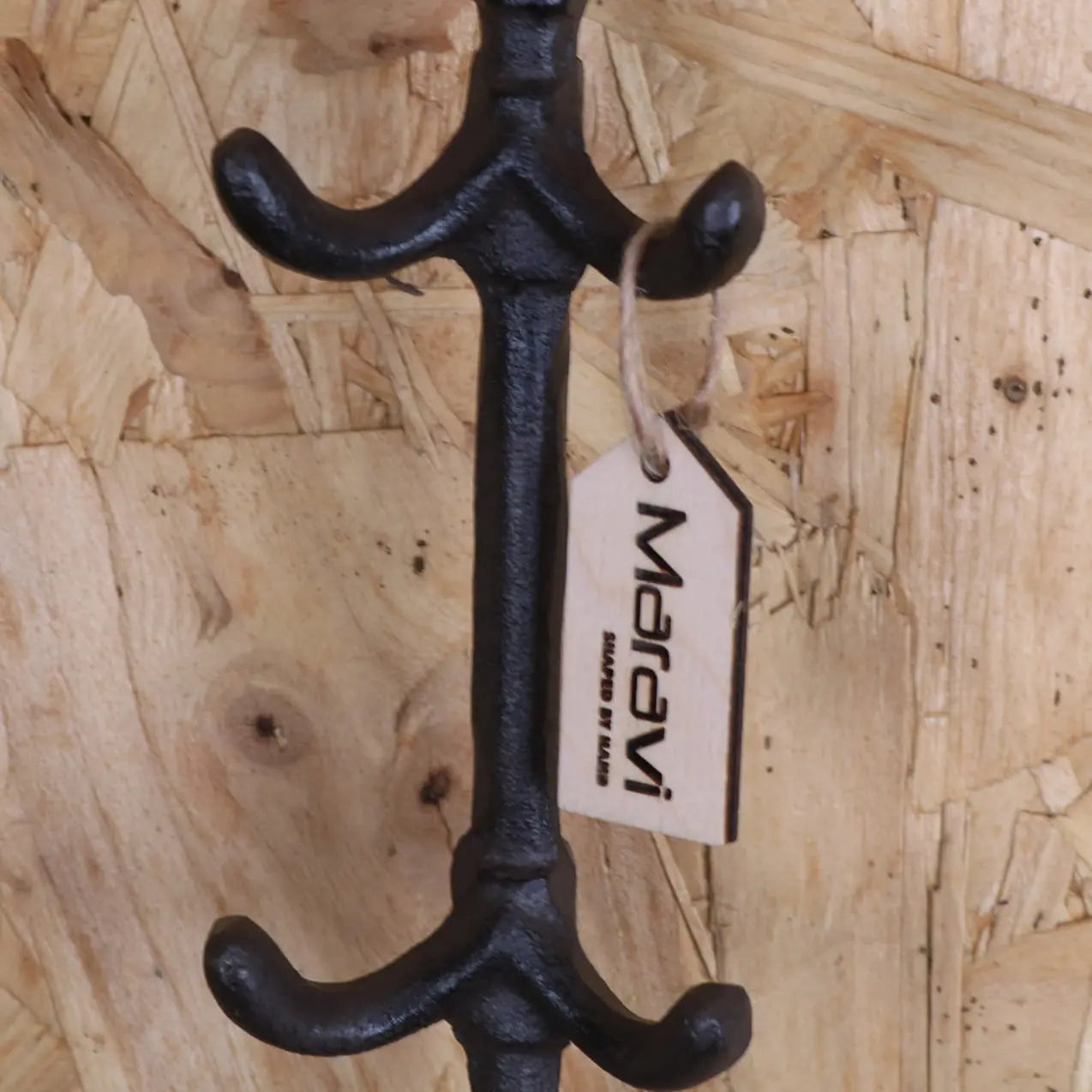 Tehla Set of 2 Metal Rustic Coat Hooks Vertical Bar - Closeup of Hooks