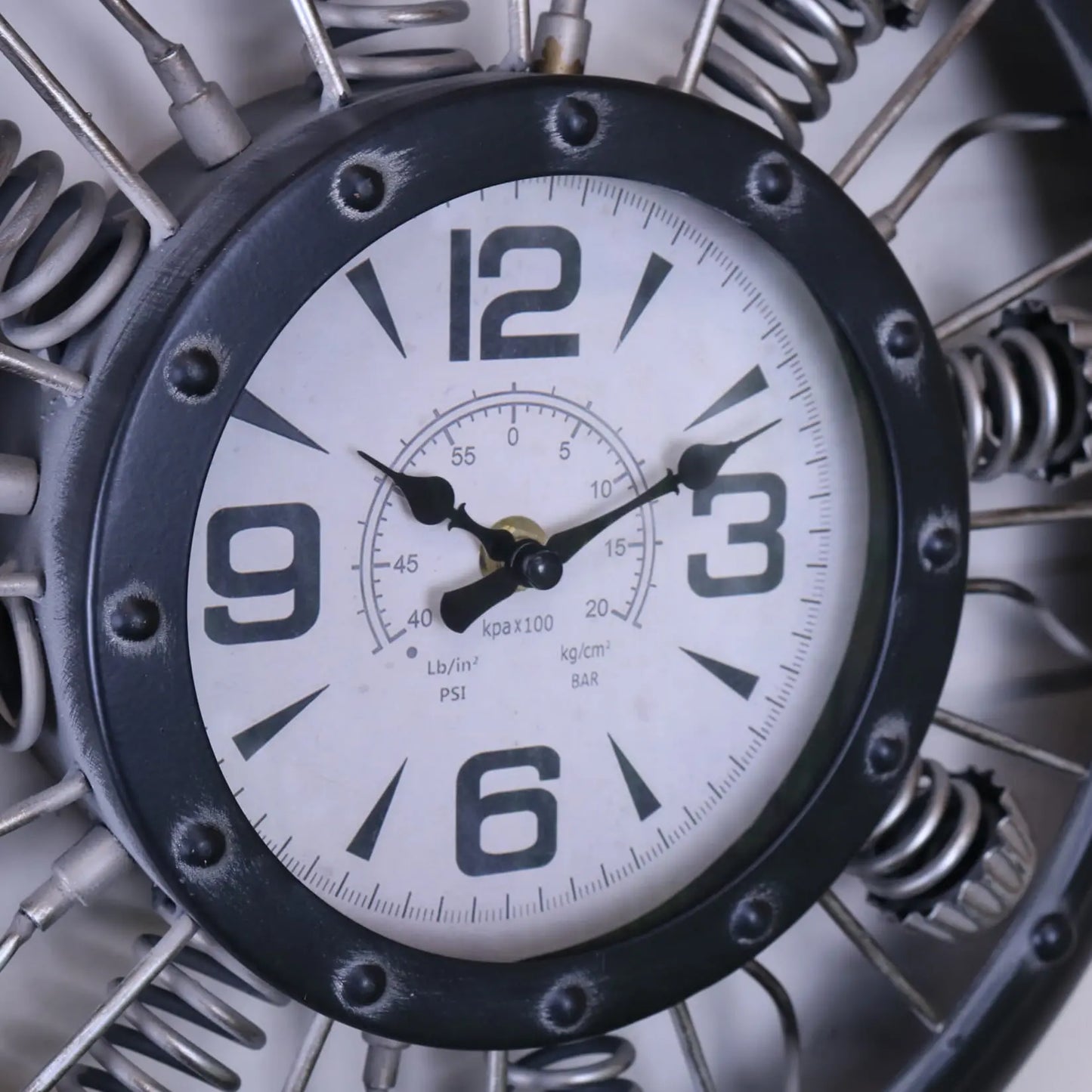 Industrial Engine Style Clock 40cm - Closeup of Clock Face