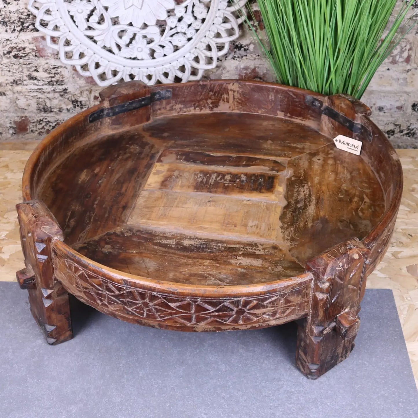 Vettavalam Vintage Wood Grinder Coffee Table - Main Image