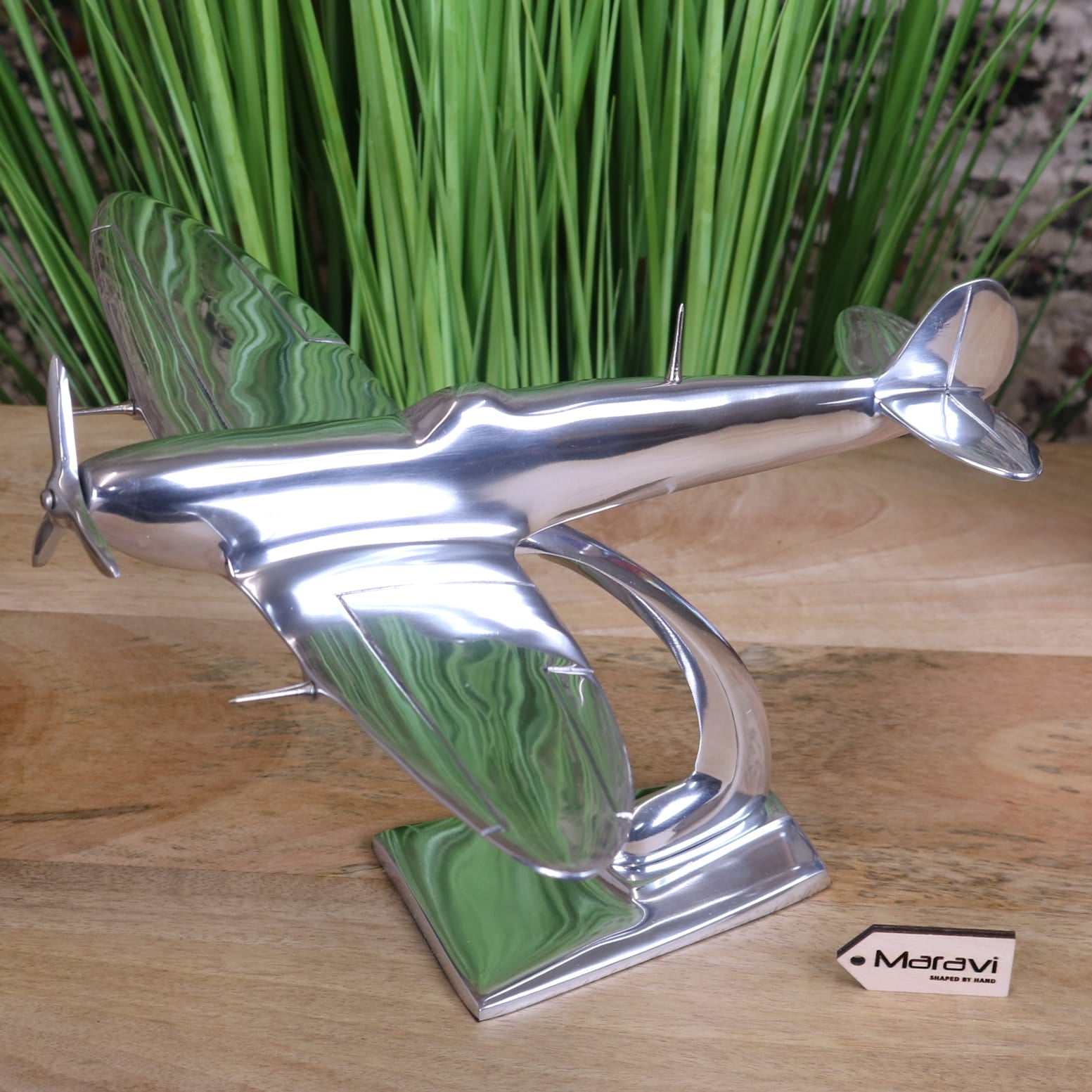 Spitfire Model Metal 29cm Plane Ornament - Angled Top View