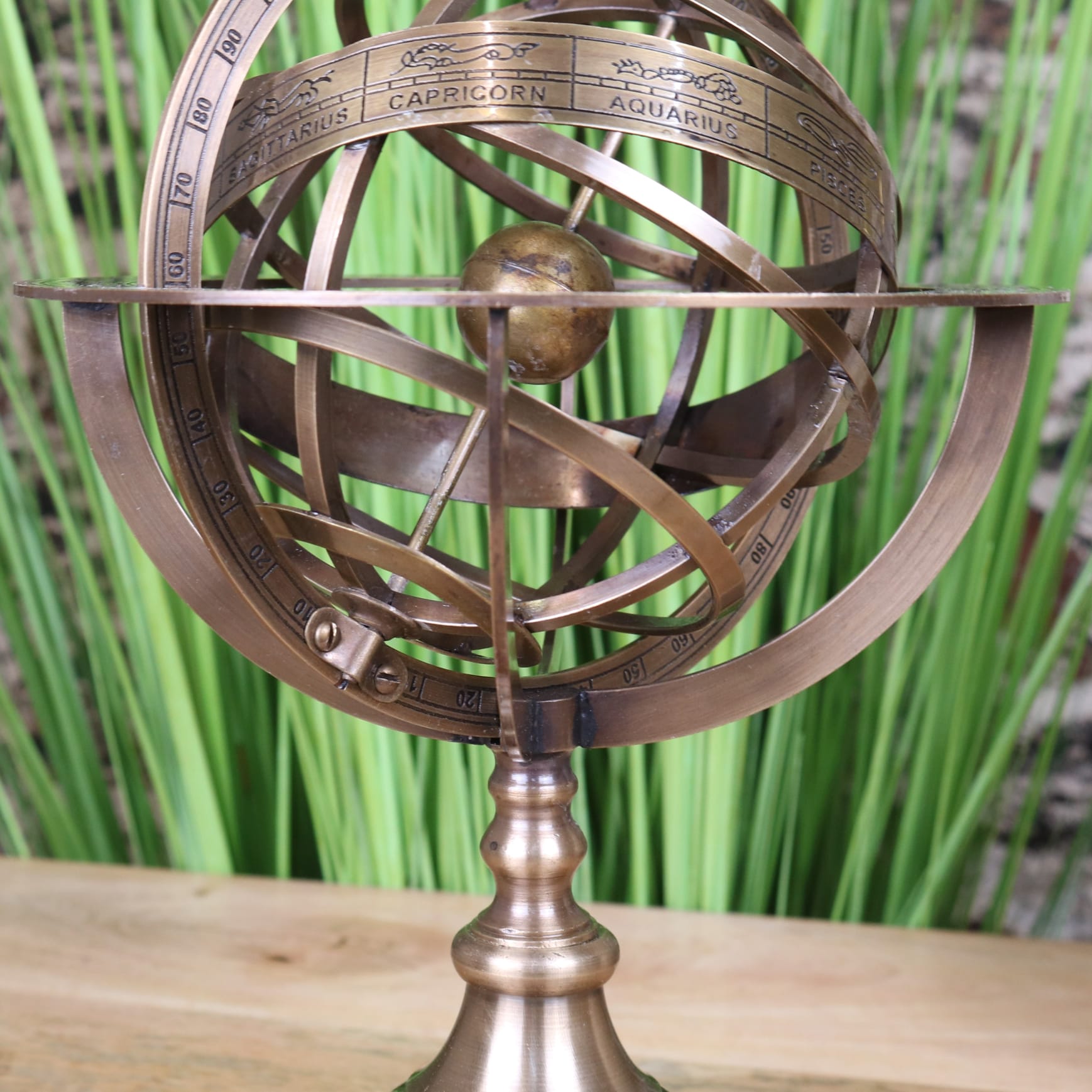 Ponnur Brass Armillary Sphere Large Desk Ornament 30cm - View of Bottom Half