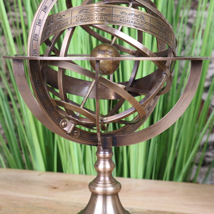 Ponnur Brass Armillary Sphere Large Desk Ornament 30cm - View of Bottom Half