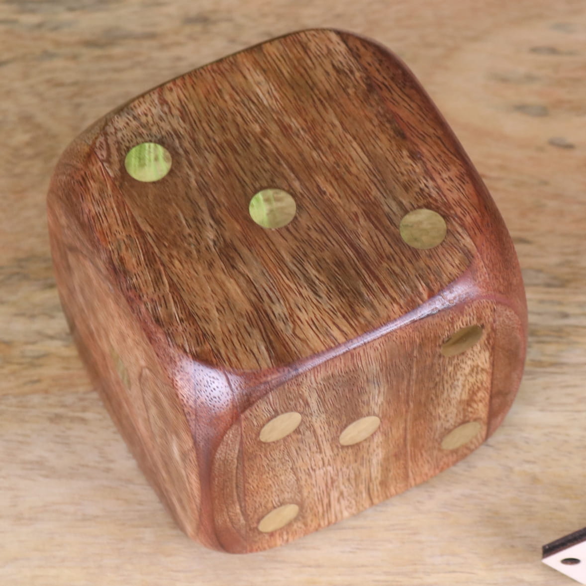 Aravali Large Wooden Dice 8cm - Top View