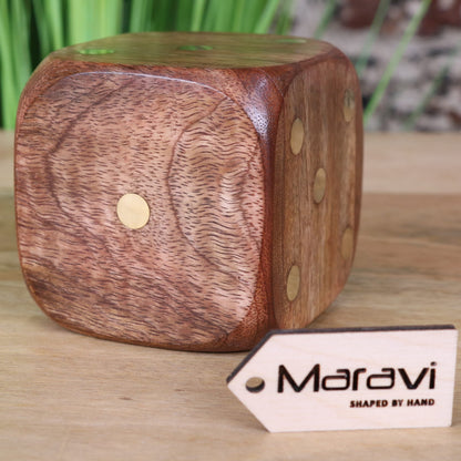 Aravali Large Wooden Dice 8cm - Front View